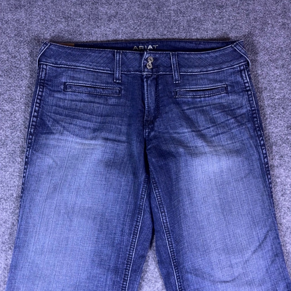 Ariat Denim Trouser Jeans Womens 31L Medium Wash Wide Leg Western Blue - Picture 6 of 12